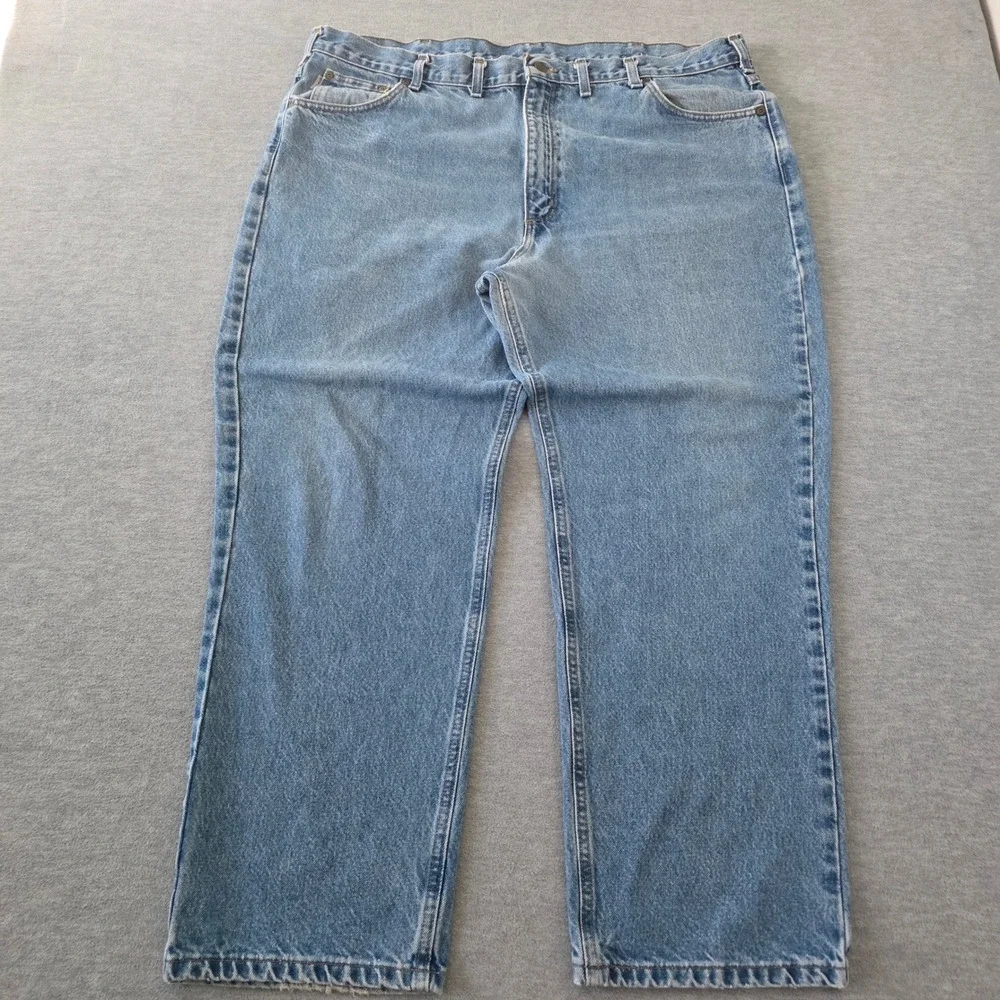 Carhartt Traditional Fit Jeans Mens 44x30 Light Wash Blue Denim 180 DST Workwear